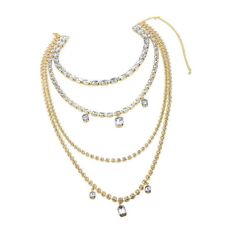 Fashion Shoulder Chain Square Sugar Banquet Formal Dress Accessories Women's Rhinestone