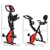 2-in-1 Folding Exercise Bike with 8-Level Magnetic Resistance, Arm Resistance Band, Pulse Sensor, Red