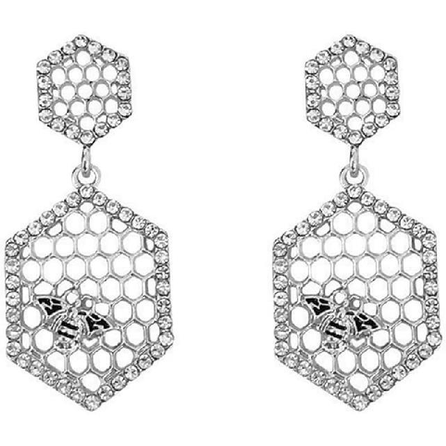Gold Bee Drop Earrings for Women Honeycomb Earrings Simple Geometric Hexagon Honeycomb Beehive Dangle Earrings Cute Animal Earrings Bee Honeycomb серебряный