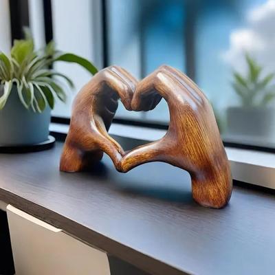Sculpture Cœur Mains Résine Statue Cœur Mains Décoration Table Basse Figurine Décorative Maison Décoration Mariage pour la Saint-Valentin