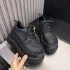 Women's Small Size Retro Height-Increasing Leather Lace-Up Shoes, Spring 2025