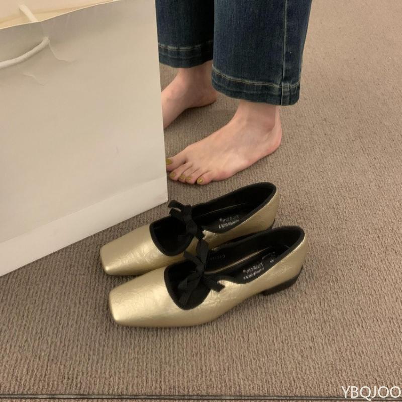 Fashion New casual flat shoes with square toe niche design spring simple versatile comfortable elegant women's single shoes