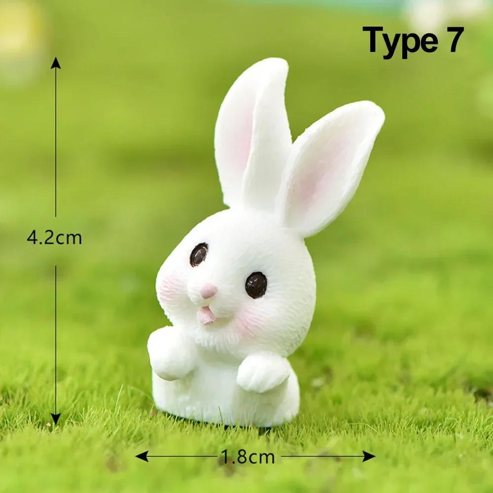 Cute Rabbit Resin Fairy Garden Miniature Figurine Ornament Micro Landscape Home Decoration Action Figure Dollhouse Accessories