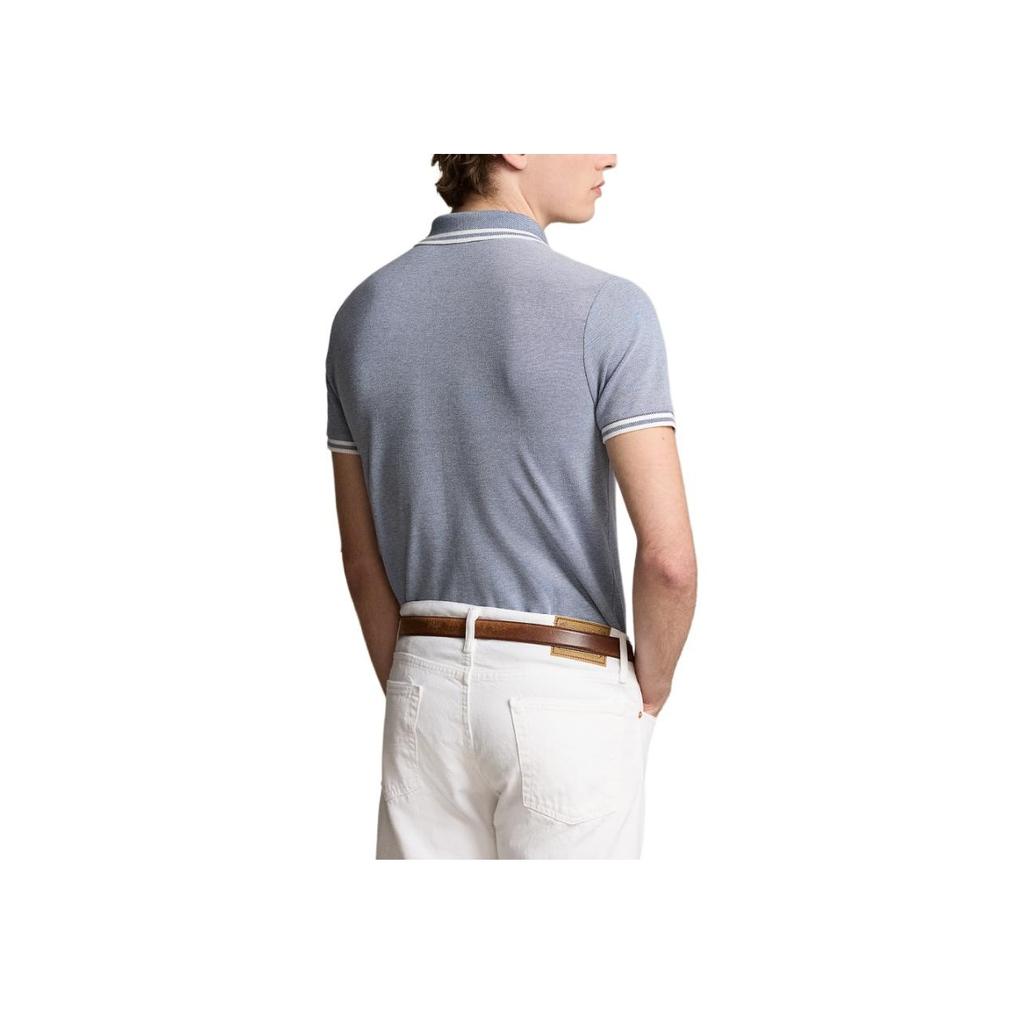 Polo Ralph Lauren SS24 Logo Embroidered Striped Slim Fit Short Sleeve Polo Shirt Men tops Distressed-Dark-Blue MNPOKNI1N822942-410