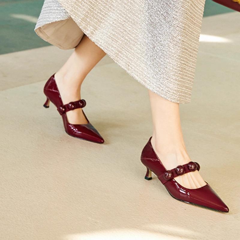 Fashion Women's Fashion Thin Heel Shoes Spring New Pointed Head Shallow Mouth Waterproof Anti-slip Wear-resistant Low Heel Shoes