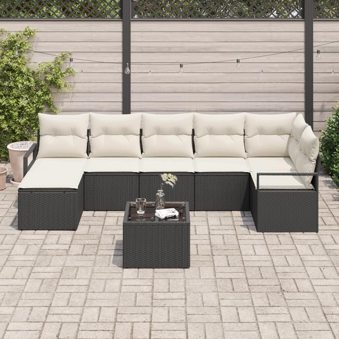 VidaXL Ensemble de Canapés de Jardin 7 Pièces avec Coussins en Rotin Synthétique Marron 3355146