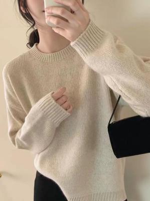 Women's Korean Style Loose Solid Color Knit Pullover - Autumn/Winter New Arrival