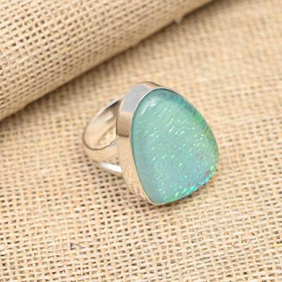 Blauer australischer Triplet-Opal-Edelstein, handgefertigter Ringschmuck aus massivem 925er Sterlingsilber