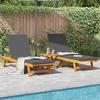Sun Lounger Set of 2 Brown 65 x 199 x 84 cm Solid Acacia Wood