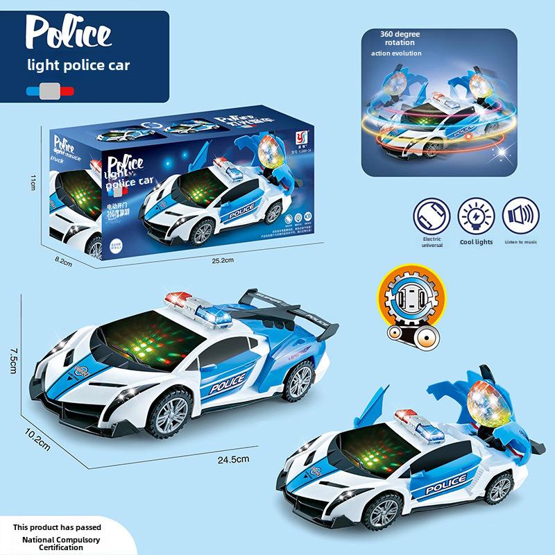 

Электрическая детская вращающаяся полицейская игрушечная машинка со светом и музыкой для мальчиков 4-6 лет темно-синий