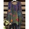Lady's elegant floral print T-shirt, loose fit, round neck short sleeves, machine washable, casual and comfortable top