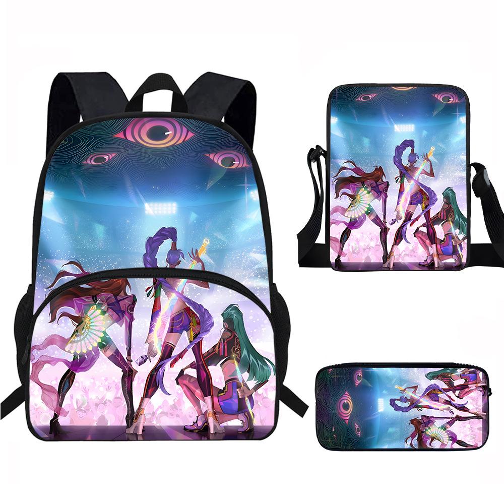 K-Pop Dämonenjäger 3-teiliges Schülerrucksack-Set Anime-Thema Trendiges bedrucktes Rucksack-Set