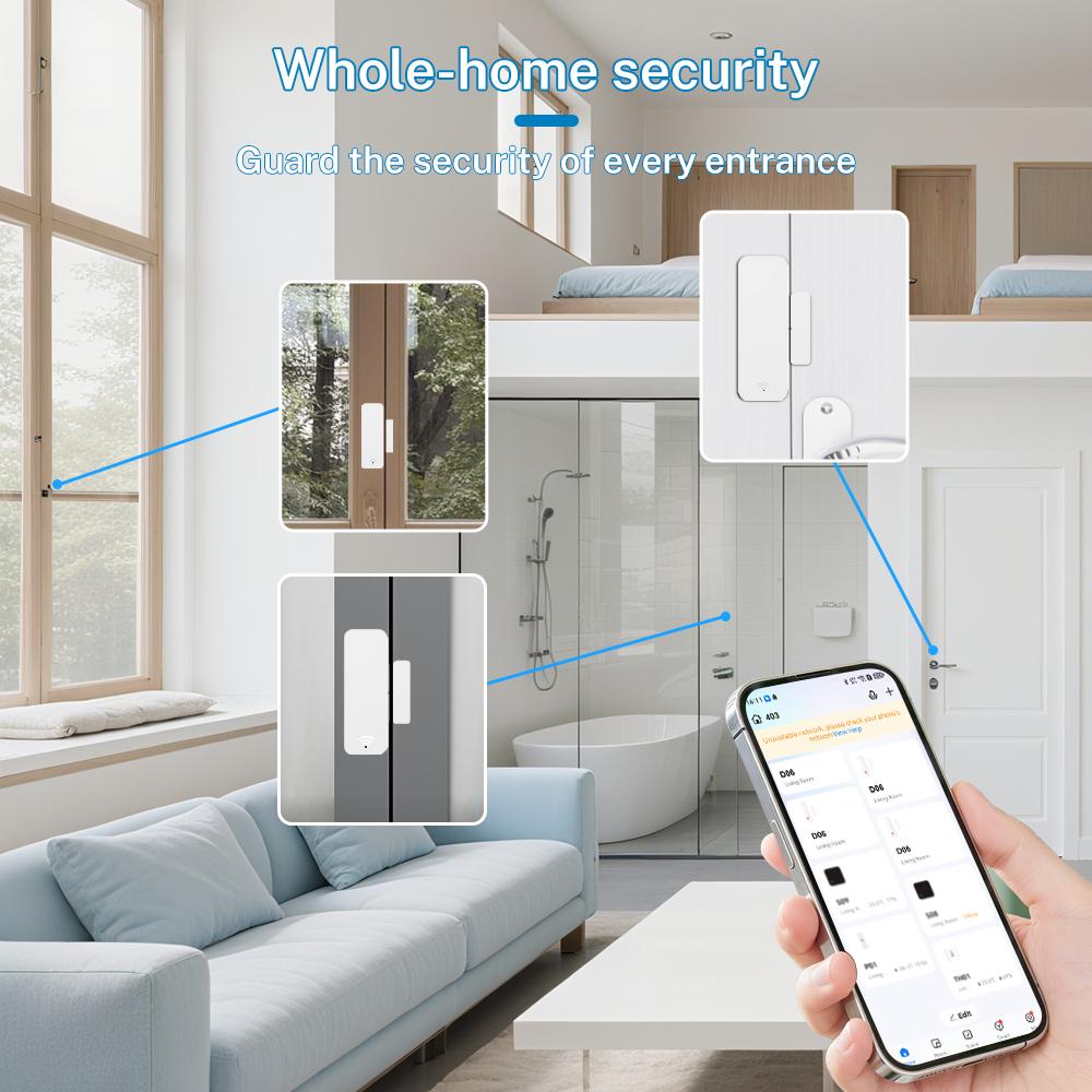 Tuya Zigbee 3.0 Door Window Sensor for Home Assistant Z2MQTT Magnetic Detector Smart Home Security APP Monitor