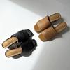Handwoven~ Retro cowhide slippers women's head summer new solid color temperament foot thick heel cool slippers