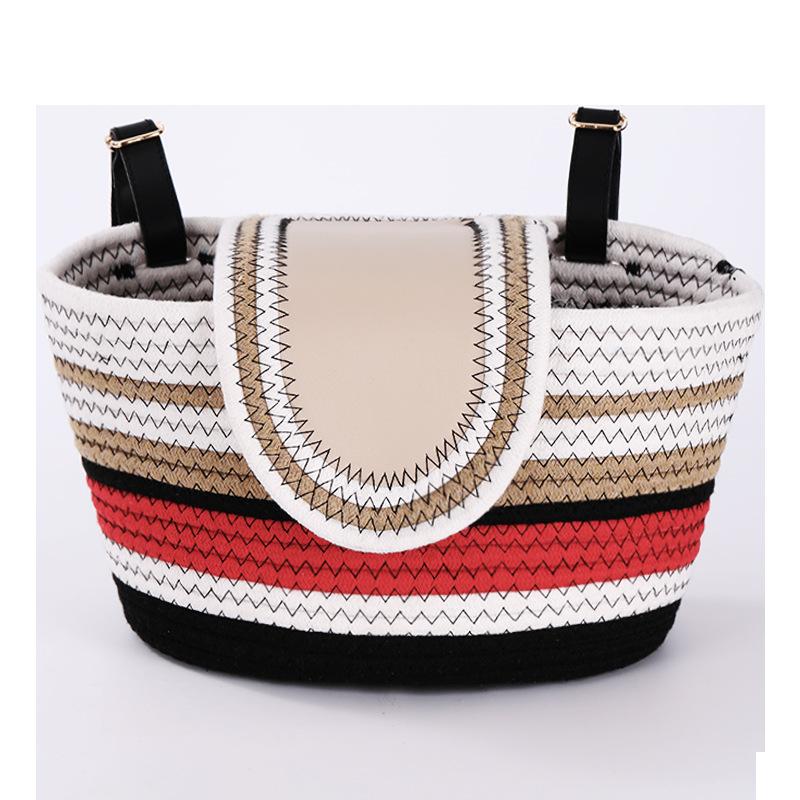 Плетеная корзина для велосипеда Просторная Яркий цвет Простая установка Передняя корзина для детского трехколесного велосипеда Аксессуары для велосипеда