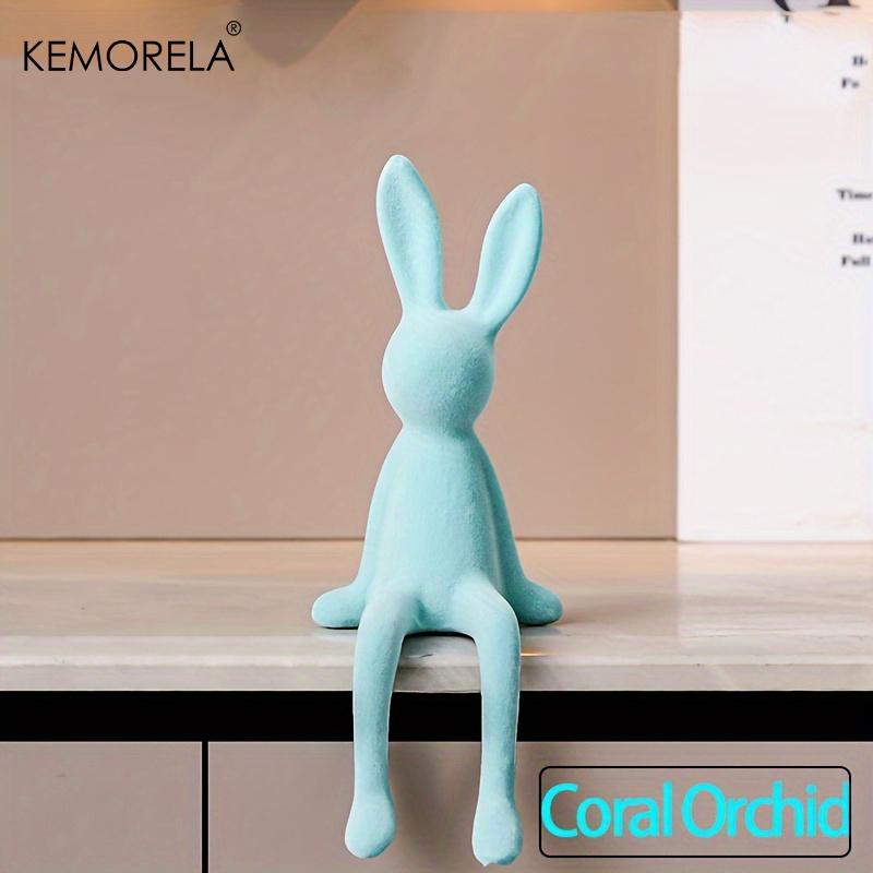 1PCS Luxury Ceramic Long-Eared Sitting Rabbit Statue High-End Home Artwork Room Ornaments for Home Decoration