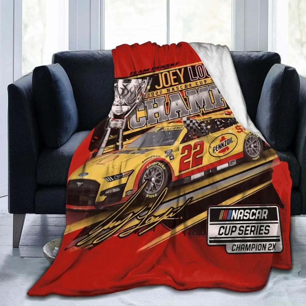 3D Print Joey Logano 22 2X Champion Blanket Soft Sofa Cover Throw Blanket Fleece Tapestry Warm Bed Blankets for Bedroom Couch