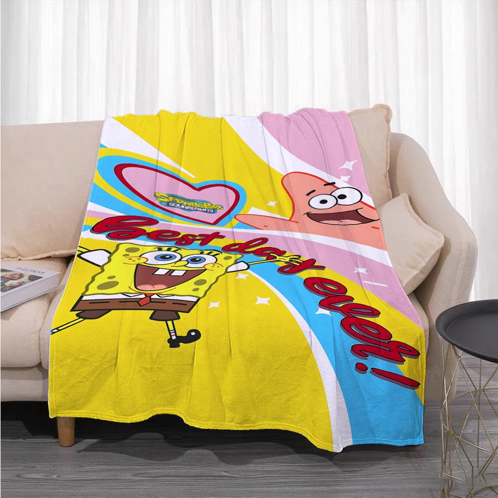 Kawaii S-SpongeBob Bed Blanket Throw Blankets for Winter Christmas Camping Bedspreads and Coverlets Summer Comforter Anime Sofa