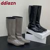 Fashion Party Ladies Knee High Modern Boots With 3CM Heels Shoes Fashion Square Toe Women Western Boots Female Slip On Shoes