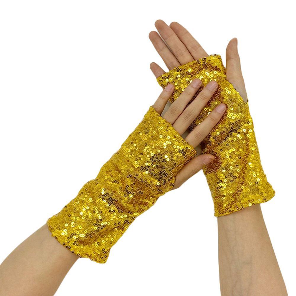 Fingerless Sequins Gloves Vintage Club Handwear Fashion Dancing Gloves  Party Club