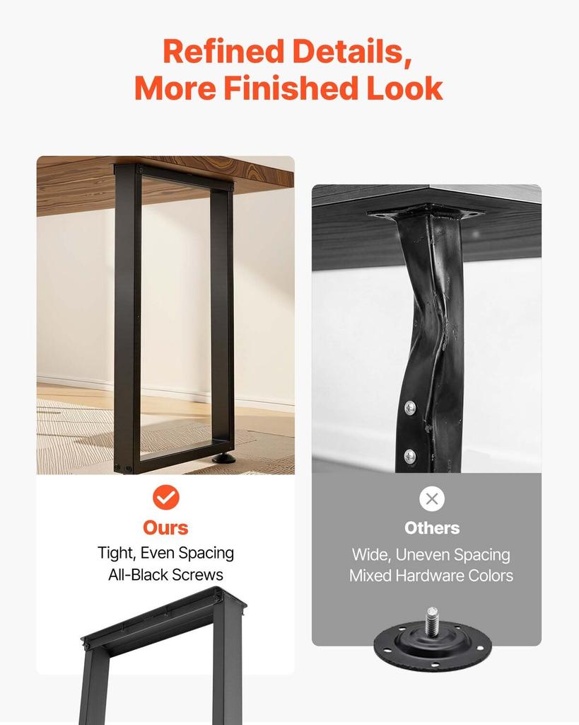 Table Legs, 740 x 450 mm (H x W) Square Steel Furniture Legs, Modular Design, Easy Assembly, 2204 lbs Max Load Heavy Duty, for Home Office Desk,