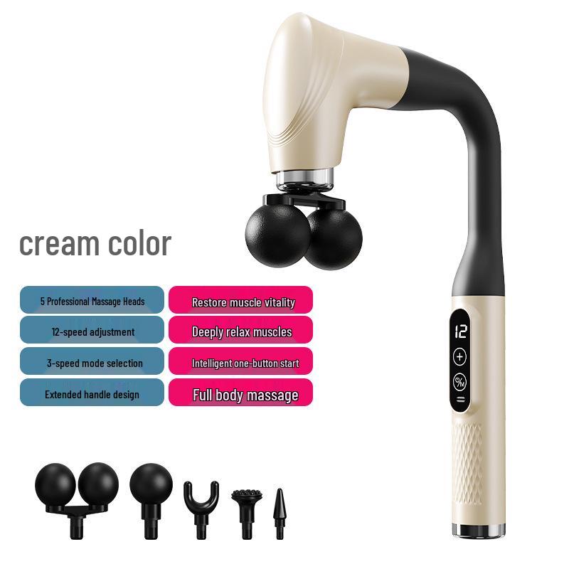Dual-Head Long Handle Electric Fascia Gun: Professional Handheld Massager for Full Body Muscle Relaxation