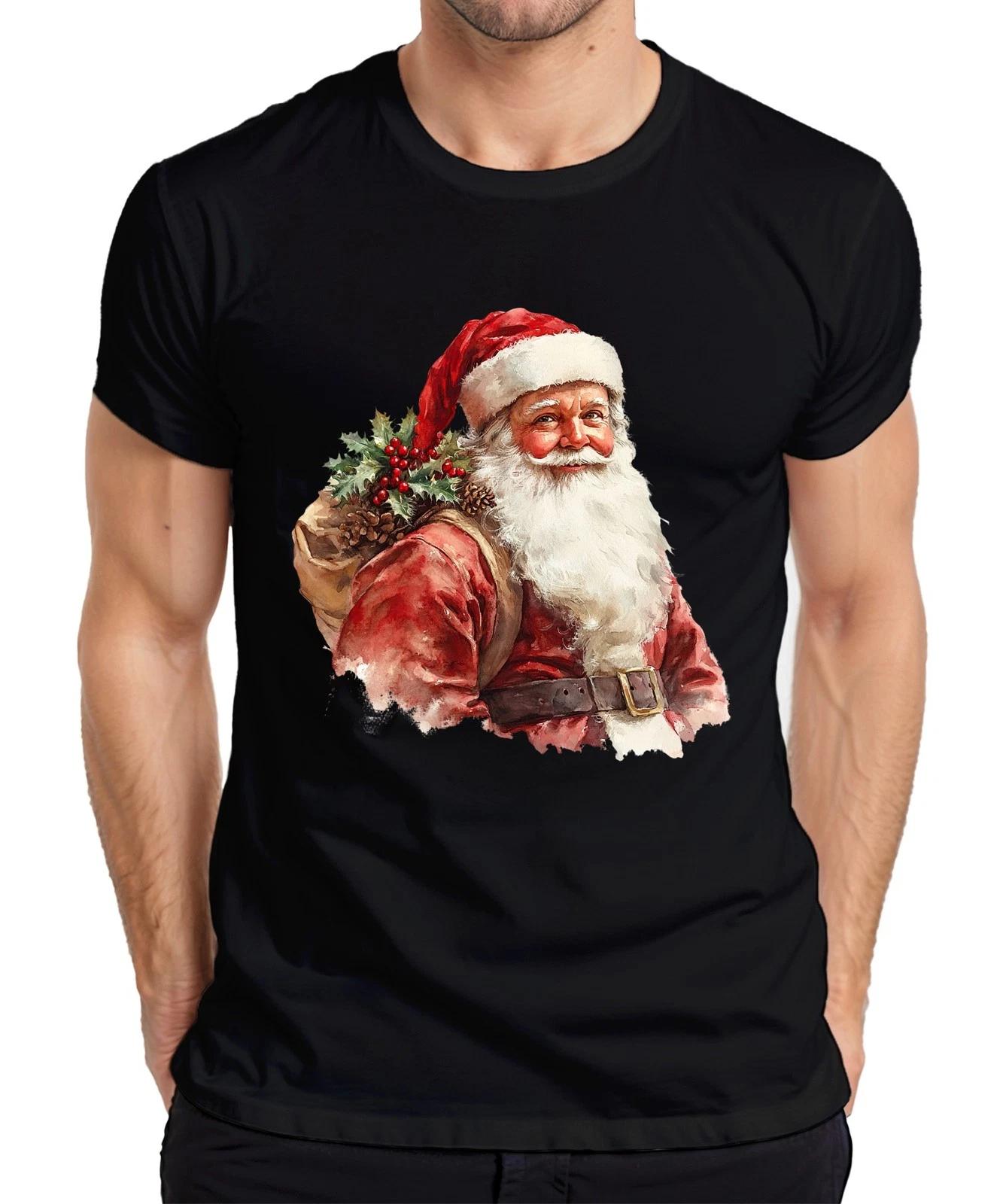 Weihnachtsmann Sack Stechpalme Tannenzapfen Bart Geschenk Vintage Herren T-Shirt XXXXL