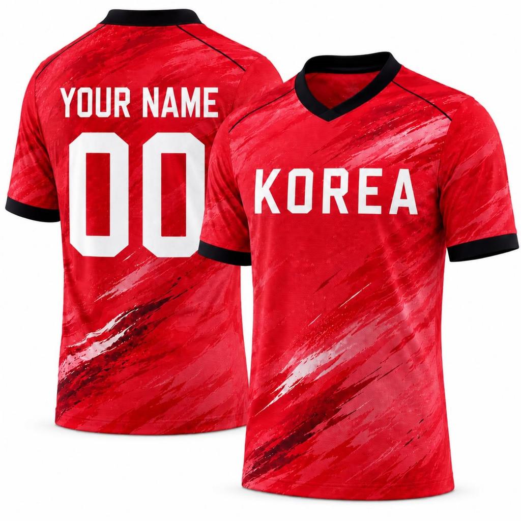 Customizable Soccer Jersey Shirt with Personalized and Number Breathable Fabric Short Sleeve V Neck Sports Top for Men Women