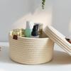 2pcs Sturdy Cotton Rope Storage Baskets With Lid Designs for Keeping Living Space Neat and Tidying Household Use