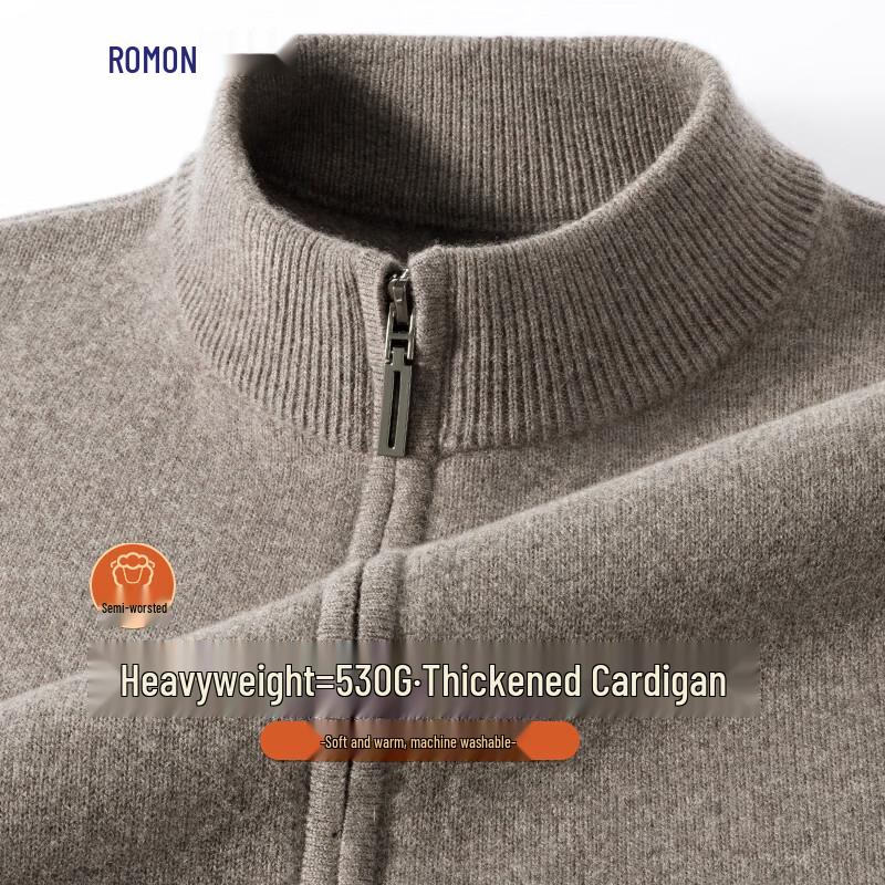 Мужской кардиган на молнии Romon из 100% чистой шерсти, утолщенный
