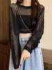 Women's 2025 Summer Knit Hollow Long-Sleeve Camisole Top