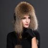 Women Natural Raccoon Fur Caps Ushanka Hats for Winter Thick Warm Ears Fashion Bomber Pom Pom Hat Lady Real Fox Fur Cap Pompon