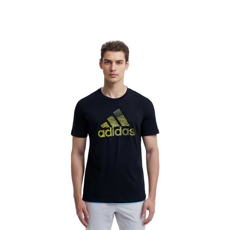 Adidas T Shirts Men's Black Crew Neck Moderate Straight Fit GL2399