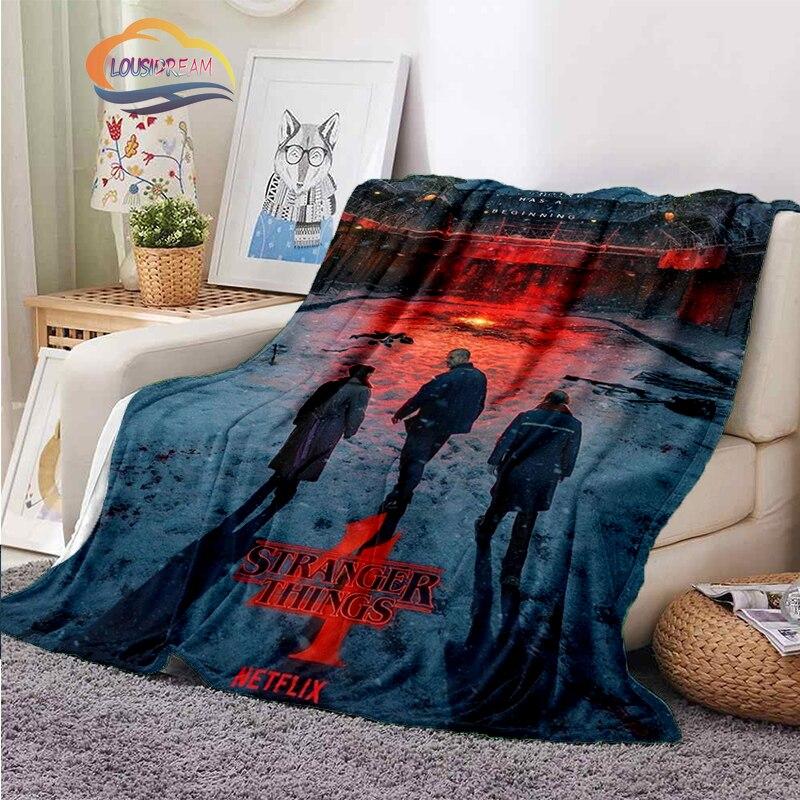 Horror Series Stranger Things Series Flannel Blanket Bedroom Sofa Bed Four Seasons Soft Blanket Travel Light Comfortable Blanket