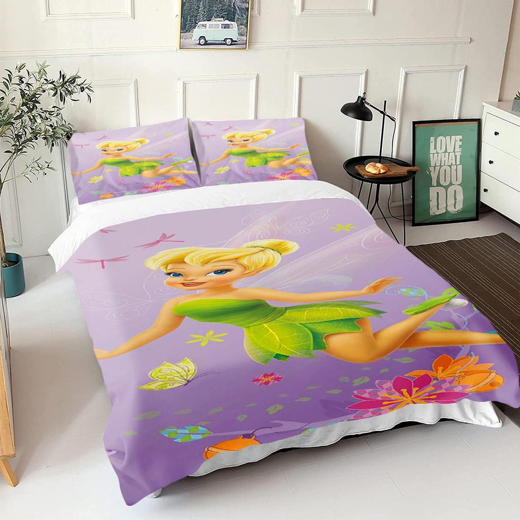Kreslený anime povlak na přikrývku Zvonilka 100% polyester Šetrný k pokožce Prodyšný Roztomilý potisk Přikrývka Ložní prádlo