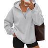 Women's casual fashionable long-sleeved hooded pullover with half-zip on the chest