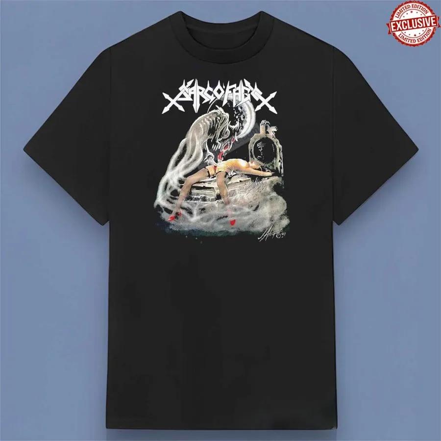 Unisex Short Sleeve Crew Neck Cotton T Shirt Sarcofago Music Band L
