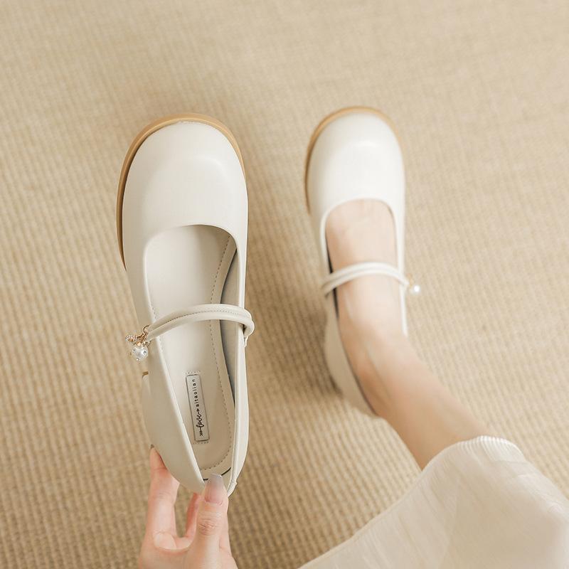 Mary Jane Coarse Heel Small Leather Shoes Women Light Heel Professional Single Shoes Women
