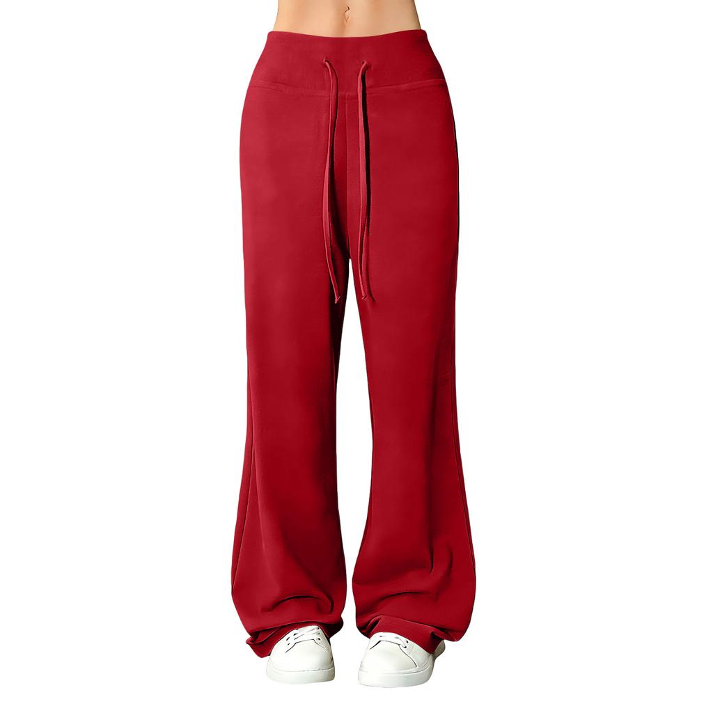 Kadın Bol Kesim Günlük İpli Elastik Bel Pantolon Rahat Bol Kesim Yoga Gevşek Pantolon