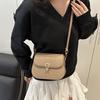 Spring Simple and Versatile Small Square Bag Fashionable Solid Color Retro Solid Color Shoulder Messenger Bag Saddle Bag Women