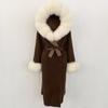 OFTBUY Winter Women Coat Real Natural Fox Fur Hooded Detachable Collar Double-faced Woolen Jacket Long Casual Elegant Overwears