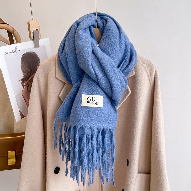 New solid color casual scarf simple fashion scarf men's and women's thickened versatile shawl
