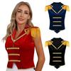 Womens Circus Ringmaster Vest Lapel Sleeveless Tassels Velvet Waistcoat Irregular Hem Button Design Cosplay Costume