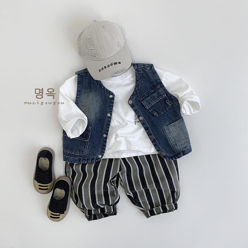 Kids Vertical Striped Casual Long Pants Unisex Boys Girls Fashion Daily Trousers
