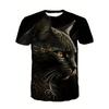 Novelty Beach Cat Beer Pattern Print T-shirt 3D Men Women Trend Personality Tops Oversized Short sleeve Crew Neck Streetwear Tee