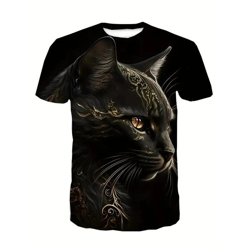 Novelty Beach Cat Beer Pattern Print T-shirt 3D Men Women Trend Personality Tops Oversized Short sleeve Crew Neck Streetwear Tee