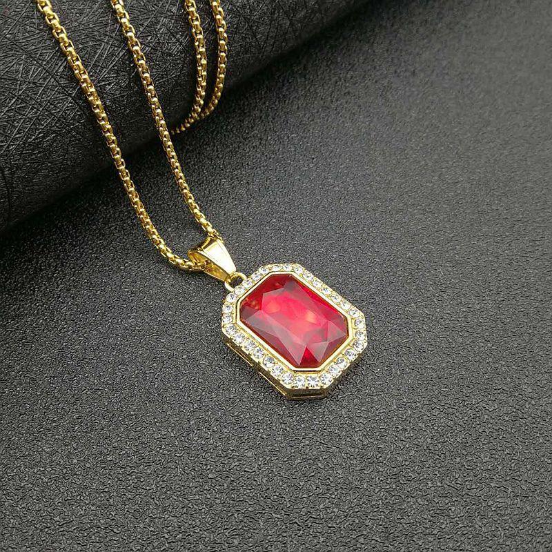 European and American Jewelry Gold-plated Diamond Rectangular Gemstone Pendant 2026 60CM