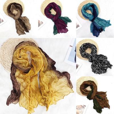 Pleated Fold Shawl Gradient Blue Sunscreen Scarf Fashionable Trend Long Scarf  Women