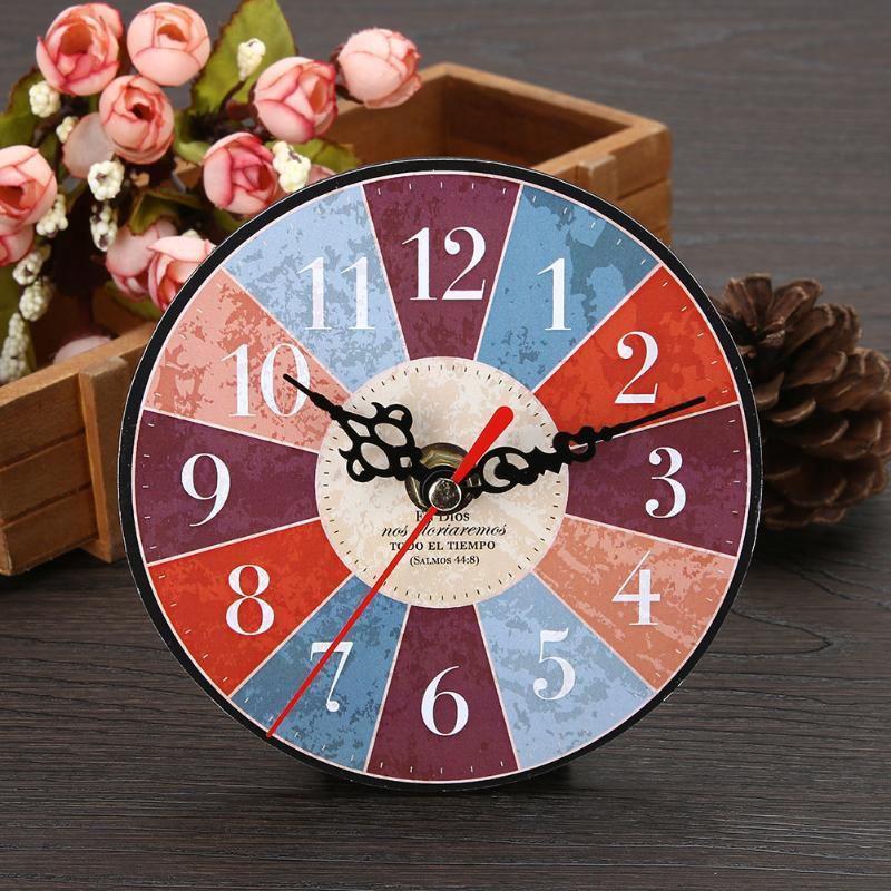 ساعة حائط خشبية مستديرة أنيقة بتصميم كلاسيكي للفواكه والنبيذ والخبز للمنزل والمكتب والبار