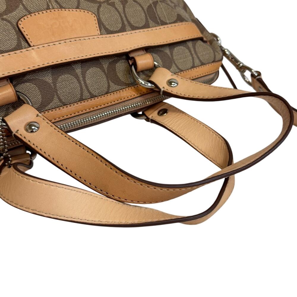 COACH 16119 2way Shoulder Shoulder Signature PVC coated canvas Handbag beige PVC coated canvas Women Used
